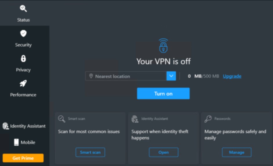 Avira Phantom VPN UI