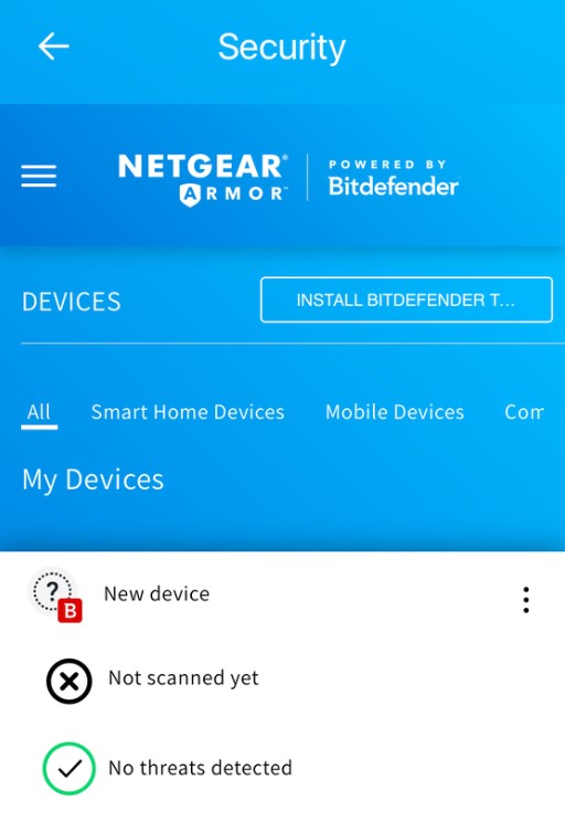 NETGEAR Armor security tab