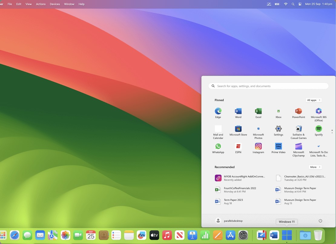 parallels desktop 20 for mac user interface